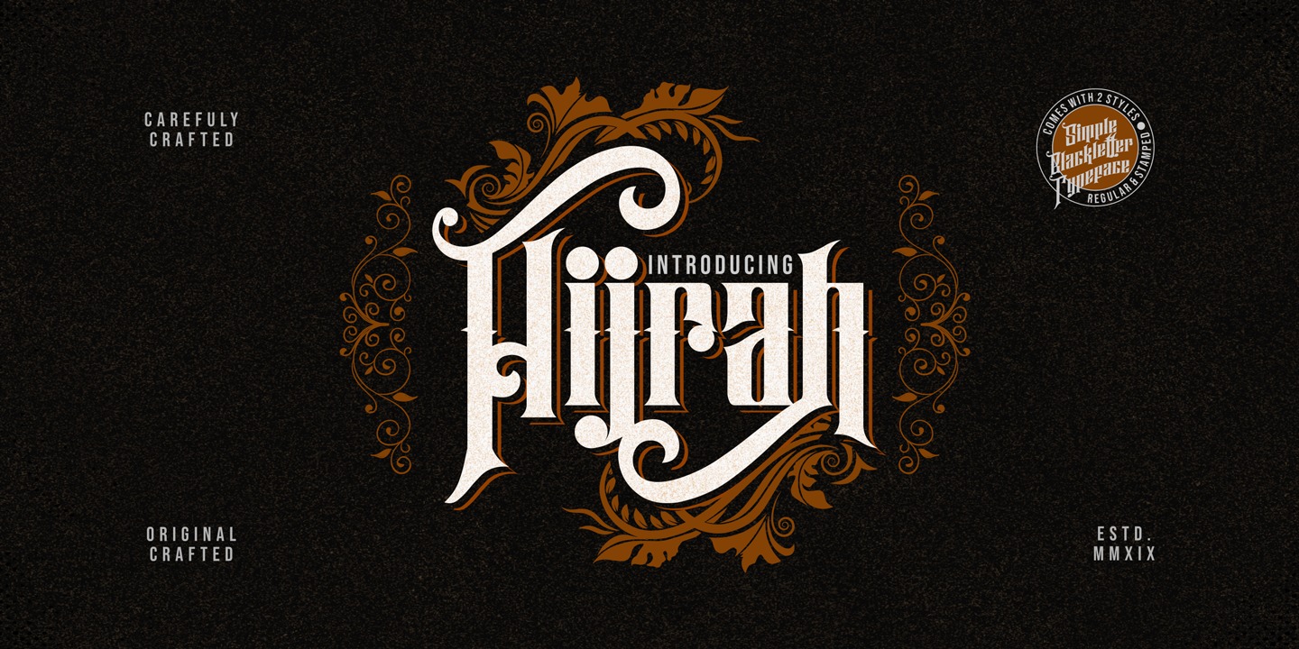 Ejemplo de fuente Hijrah Stamped